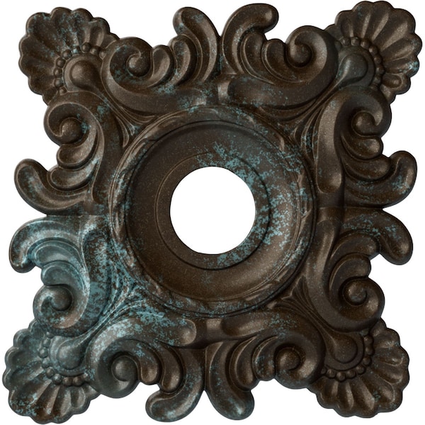 Ekena Millwork Crawley Medallion (Canopies up to 6 3/4"), 18"W x 18"H x 3 1/4"ID x 1 1/2"P, Bronze Blue Patina CM18CRBBS - main
